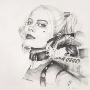 Eredeti Margot Robbie / Harley Quinn grafit portré ceruzarajz - Meska.hu