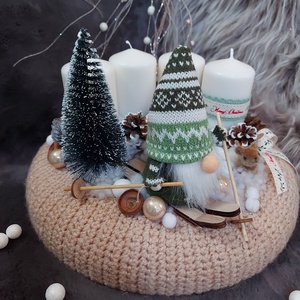 Adventi koszorú manóval - karácsony - adventi díszek - adventi koszorú - Meska.hu