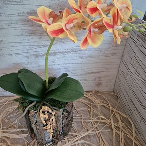 Narancsos orchidea  - otthon & életmód - dekoráció - asztal és polc dekoráció - asztaldísz - Meska.hu