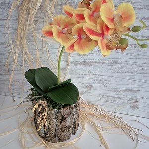 Narancsos orchidea  - otthon & életmód - dekoráció - asztal és polc dekoráció - asztaldísz - Meska.hu