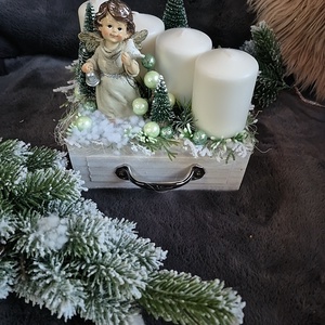 Asztaldísz 4gyertyás  - karácsony - adventi díszek - adventi asztaldísz - Meska.hu