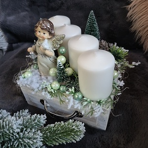 Asztaldísz 4gyertyás  - karácsony - adventi díszek - adventi asztaldísz - Meska.hu