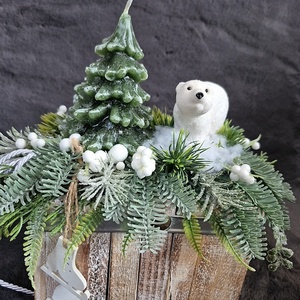 Gyertyás asztaldísz , Karácsony, Adventi díszek, Adventi asztaldísz, Virágkötés, MESKA