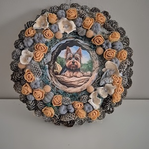 Kopogtató Yorkshire, Otthon & Életmód, Dekoráció, Ajtó- és ablak dekoráció, Ajtódísz & Kopogtató, Virágkötés, MESKA