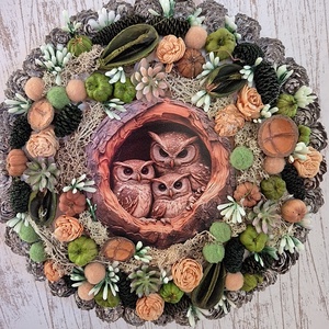 Bagoly család kopogtató  - otthon & életmód - dekoráció - ajtó- és ablak dekoráció - ajtódísz & kopogtató - Meska.hu