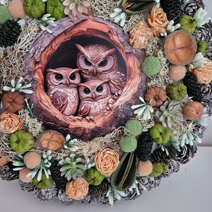 Bagoly család kopogtató  - otthon & életmód - dekoráció - ajtó- és ablak dekoráció - ajtódísz & kopogtató - Meska.hu