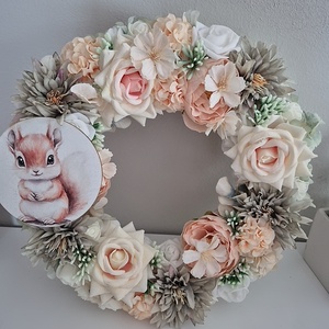 Virágos ajtódísz , Otthon & Életmód, Dekoráció, Ajtó- és ablak dekoráció, Ajtódísz & Kopogtató, Virágkötés, MESKA