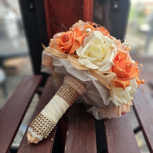 Menyasszonyi csokor narancs  - esküvő - menyasszonyi- és dobócsokor - Meska.hu