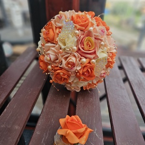 Menyasszonyi csokor narancs  - esküvő - menyasszonyi- és dobócsokor - Meska.hu
