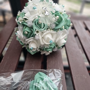 Menyasszonyi csokor türkiz  - Meska.hu