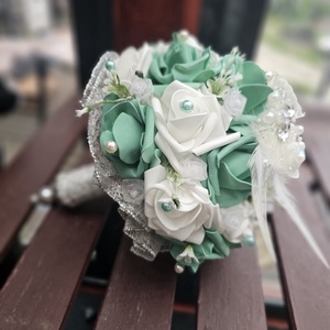 Menyasszonyi csokor türkiz  - esküvő - menyasszonyi- és dobócsokor - Meska.hu