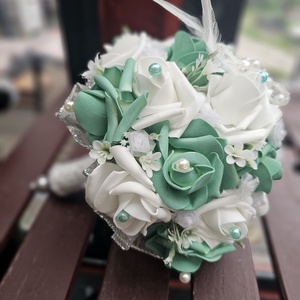 Menyasszonyi csokor türkiz  - esküvő - menyasszonyi- és dobócsokor - Meska.hu