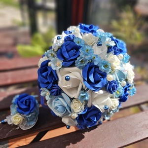 Menyasszonyi csokor kék - esküvő - menyasszonyi- és dobócsokor - Meska.hu