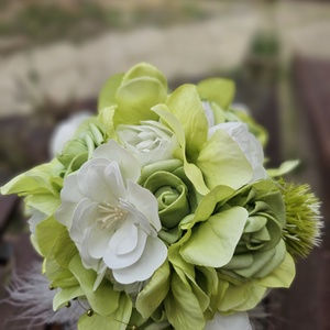 Menyasszonyi csokor zöld tollas - esküvő - menyasszonyi- és dobócsokor - Meska.hu