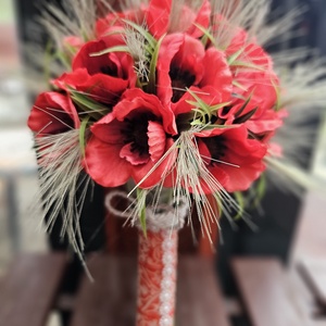 Menyasszonyi csokor pipacs  - esküvő - menyasszonyi- és dobócsokor - Meska.hu