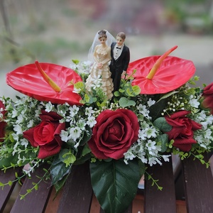 Esküvői főasztaldísz piros fehér , Esküvő, Dekoráció, Asztaldísz, , MESKA