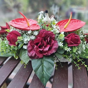 Esküvői főasztaldísz piros fehér  - esküvő - dekoráció - asztaldísz - Meska.hu