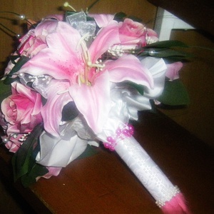 Menyasszonyi csokor liliom rózsa  - esküvő - menyasszonyi- és dobócsokor - Meska.hu