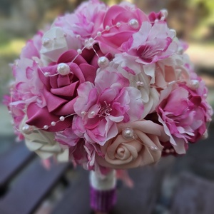 Menyasszonyi csokor pink rózsaszín , Esküvő, Menyasszonyi- és dobócsokor, Virágkötés, MESKA