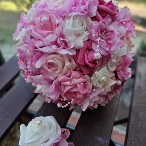 Menyasszonyi csokor pink rózsaszín  - esküvő - menyasszonyi- és dobócsokor - Meska.hu