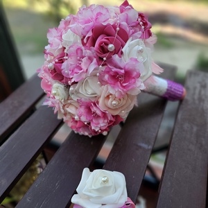 Menyasszonyi csokor pink rózsaszín  - esküvő - menyasszonyi- és dobócsokor - Meska.hu