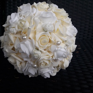 Menyasszonyi csokor habrózsából egyedi színben , Esküvő, Menyasszonyi- és dobócsokor, Virágkötés, MESKA