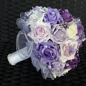 Menyasszonyi csokor habrózsából egyedi színben  - esküvő - menyasszonyi- és dobócsokor - Meska.hu