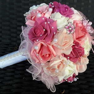 Menyasszonyi csokor habrózsából egyedi színben  - esküvő - menyasszonyi- és dobócsokor - Meska.hu