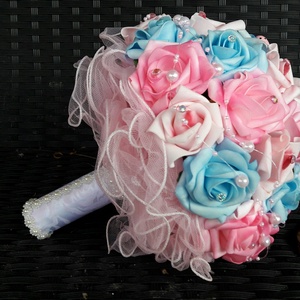 Menyasszonyi csokor habrózsából egyedi színben  - esküvő - menyasszonyi- és dobócsokor - Meska.hu