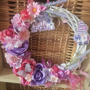 Tavaszi ajtódísz pink lila rózsaszín  - otthon & életmód - dekoráció - ajtó- és ablak dekoráció - ajtódísz & kopogtató - Meska.hu