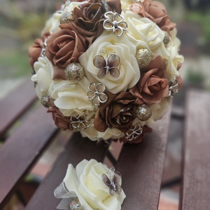 Menyasszonyi csokor barna krém - Meska.hu