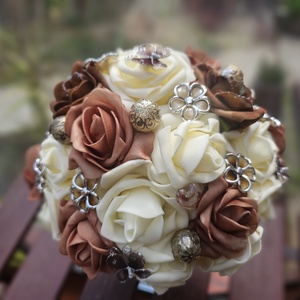 Menyasszonyi csokor barna krém - esküvő - menyasszonyi- és dobócsokor - Meska.hu