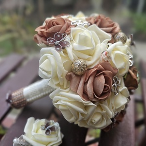 Menyasszonyi csokor barna krém - esküvő - menyasszonyi- és dobócsokor - Meska.hu