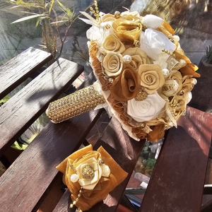 Menyasszonyi csokor krém arany barna - esküvő - menyasszonyi- és dobócsokor - Meska.hu
