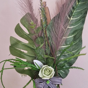 Ballagási csokor vállra akasztható fiú zöld - otthon & életmód - virágdekoráció - virágok - virágcsokor - Meska.hu