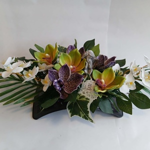 Orchideás, nagyméretű nyújtott kegyeleti tál - Meska.hu