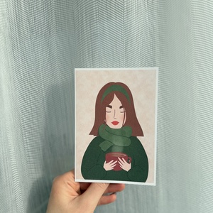 Olívia - képeslap, Otthon & Életmód, Papír, írószer, Képeslap, üdvözlőlap, Ajándékozás kellékei, Fotó, grafika, rajz, illusztráció, MESKA