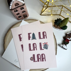 Fa la laa - képeslap , Karácsony, Karácsonyi ajándékozás, Karácsonyi képeslap, üdvözlőlap, ajándékkísérő, Fotó, grafika, rajz, illusztráció, MESKA