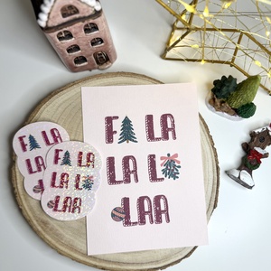 Fa la laa - képeslap  - karácsony - karácsonyi ajándékozás - karácsonyi képeslap, üdvözlőlap, ajándékkísérő - Meska.hu