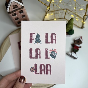 Fa la laa - képeslap  - karácsony - karácsonyi ajándékozás - karácsonyi képeslap, üdvözlőlap, ajándékkísérő - Meska.hu