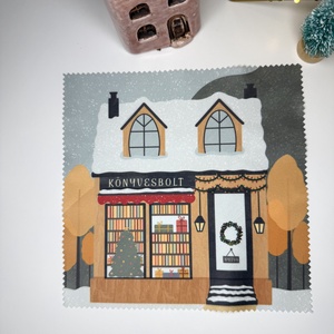 Téli könyvesbolt - szemüvegtörlő kendő  - táska & tok - pénztárca & más tok - szemüvegtok - Meska.hu