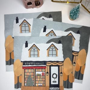 Téli könyvesbolt - szemüvegtörlő kendő  - Meska.hu