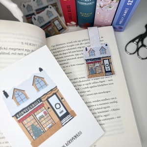 Téli könyvesbolt - mágneses könyvjelző  - könyv & zene - könyvjelző - Meska.hu