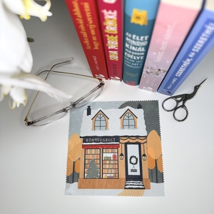 Téli könyvesbolt - szemüvegtörlő kendő  - táska & tok - pénztárca & más tok - szemüvegtok - Meska.hu