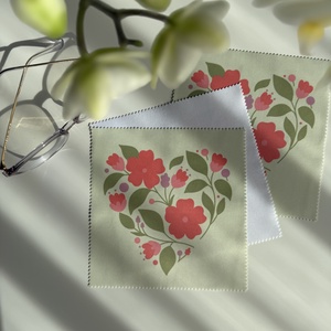 Virágszív - szemüvegtörlő kendő  - táska & tok - pénztárca & más tok - szemüvegtok - Meska.hu
