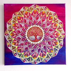 Életfa Mandala  - művészet - festmény - akril - Meska.hu