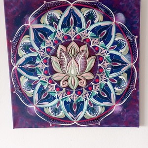 Lila Lótusz Mandala - művészet - festmény - akril - Meska.hu