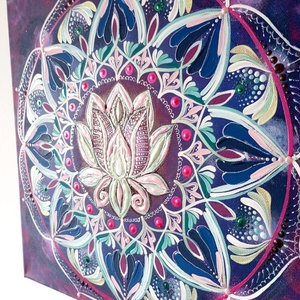 Lila Lótusz Mandala - művészet - festmény - akril - Meska.hu