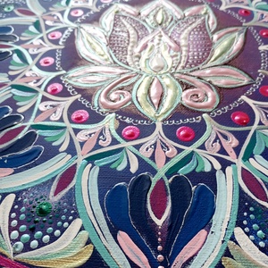 Lila Lótusz Mandala - művészet - festmény - akril - Meska.hu