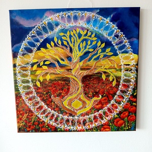 Pipacsmező Mandala - művészet - festmény - akril - Meska.hu